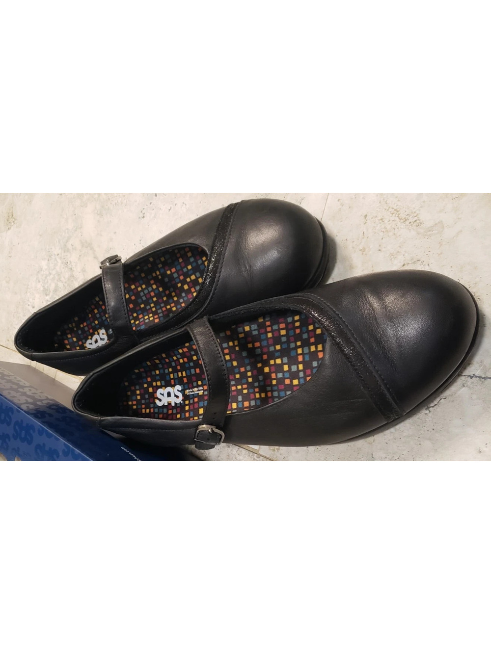 NIB SAS Clare Non Slip Mary Jane Loafer Black Web Women's Size 11 WW